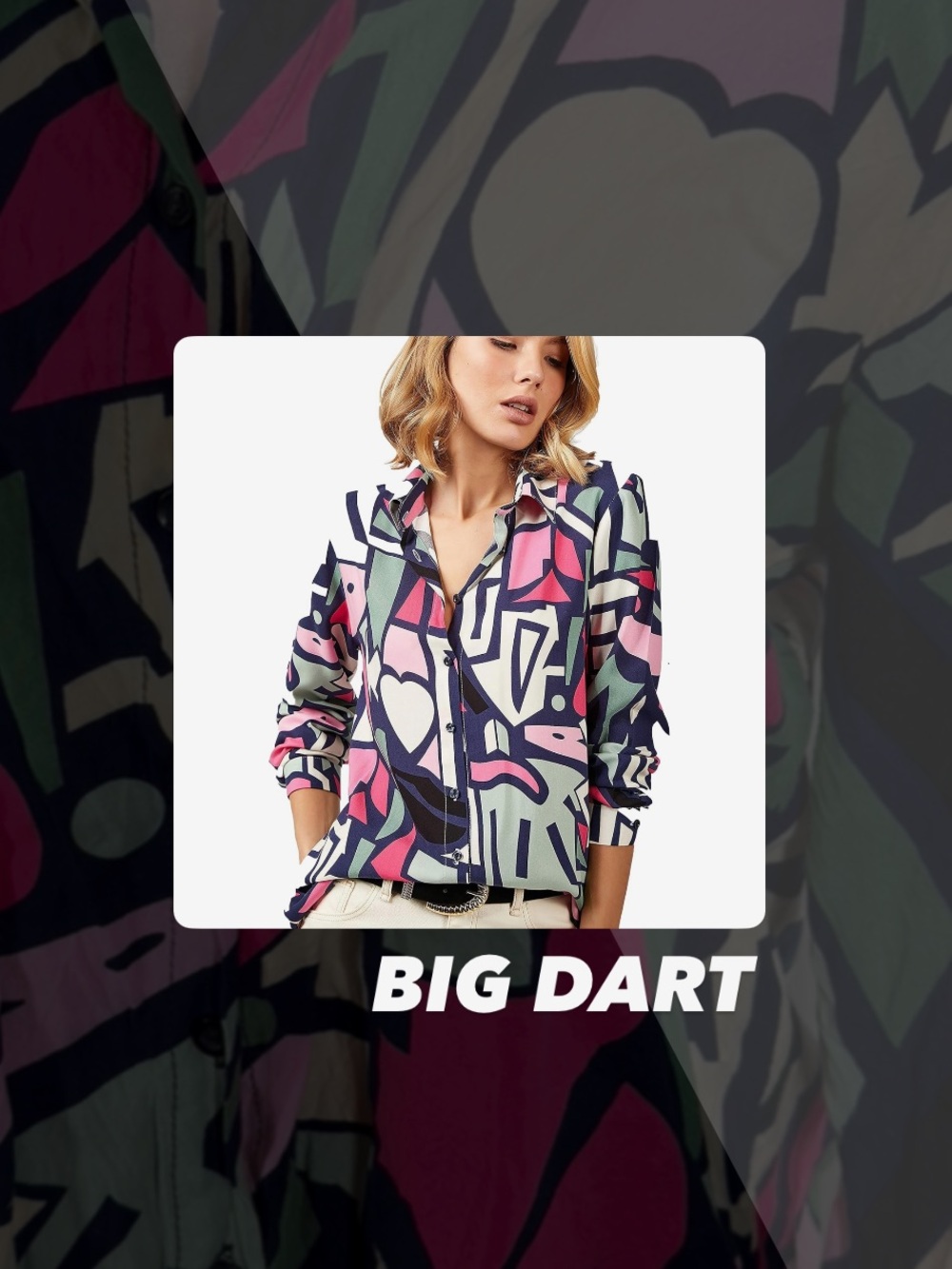 EUC Big Dart Abstract Print Shirt